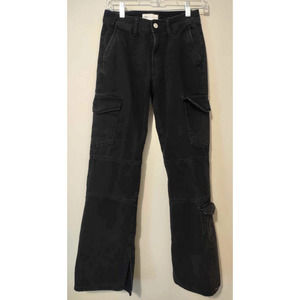 Zara Black Cargo Wide Leg Split Leg Pants Size 0